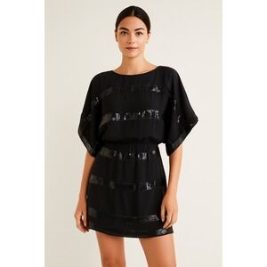 Jessica Simpson Black Sequin Sheer Mini Dress Party‎ Cocktail Women's
